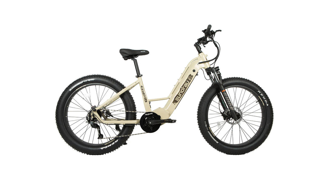 Beige electric bike on a white background.