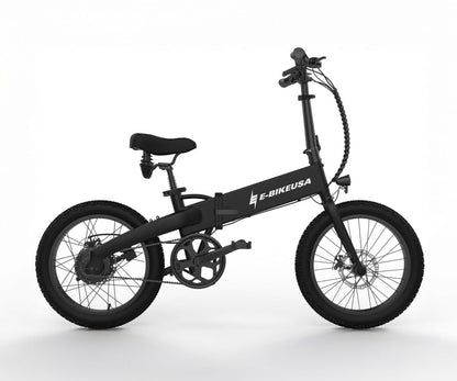 Black electric bike with 'E-Bike USA' branding on a white background