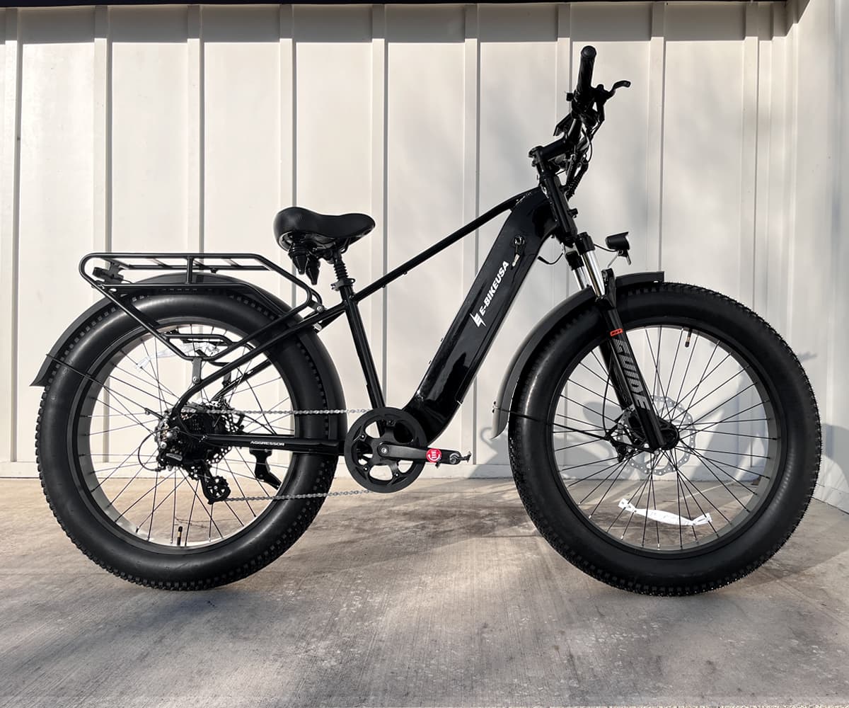 E-BIKE USA – Aggressor M All-Terrain Step-Over Fat Tire Electric Bike with Plush Suspension