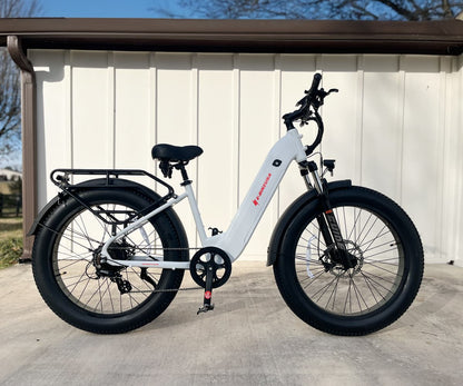 E-BIKE USA – Aggressor F Dual Suspension All-Terrain Step-Thru Fat Tire E-Bike